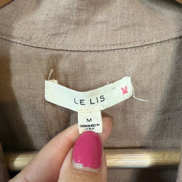 LE LIS Tie-Front Tank Top Sleeveless Button Down Collared Casual Top M - Picture 4 of 7